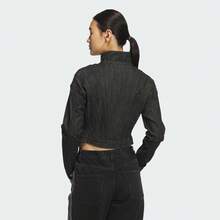 Adidas Originals 女士牛仔夹克，休闲短款运动牛仔夹克 KH1185 - 黑色 - 查看 3