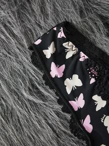 2pcs Ladies Panties Ladies All Season Triangle Panties , Lace Panties Romantic Black Sexy Cute Pattern Black Panties , Comfortable Lace , Soft Lace Butterfly Print Design Black Lace Triangle Panties - Multicolor - View 5