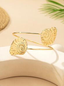 1 chiếc vòng tay hình vỏ sò màu vàng kim loại cổ điển thời trang, phụ kiện đa năng phù hợp cho phụ nữ đi nghỉ mát. - Ốc vàng - Xem 3