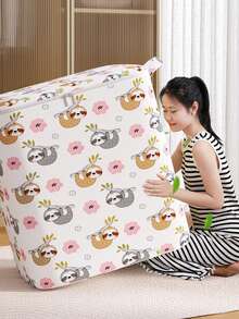 1 túi đựng đồ cỡ lớn kiểu dáng con lười màu trắng, chất liệu dày dặn, bền chắc, chống thấm nước và chống bụi, tay cầm dày dễ gấp gọn, thích hợp cho ký túc xá sinh viên, đựng đồ dùng và sắp xếp nhà cửa hàng ngày. - trắng - Xem 1