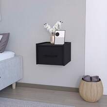 Floating Nightstand For Bedroom, Black Wall-Mounted Side Table, Space-Saving Storage Solution - màu đen - Xem 2