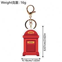 2D Flat Red Mail Box Acrylic Keychain Post Office Mailbox Stamp Box Pendant Keyring Modern Envelope Box Bag Hanging Accessories - Multicolor - View 14