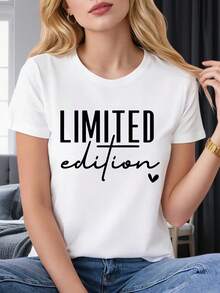 Limited Edition Women's White T-Shirt Fashion Statement Graphic Tee Casual Top220g - White - View 1