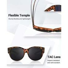 Polarised Fitover Sunglasses For Women,  Round Frame Wear Over Glasses With UV Protection - A08 - Brown Tortoise - View 3