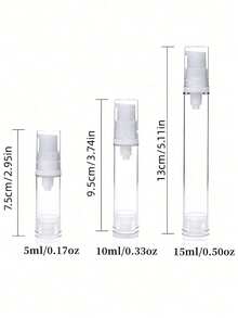 Bộ 3 lọ hút chân không du lịch với đầu bơm trong suốt, có thể nạp lại, thích hợp để tự làm kem nền, gel, serum, kem dưỡng ẩm, v.v. Bao bì mẫu mỹ phẩm mini, dụng cụ trang điểm di động. - Nhiều màu - Xem 9
