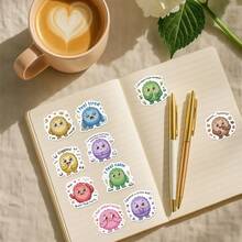 50pcs Cute Monster Stickers - Emotional Learning Monster Series "My Feelings Matter" And "Take A Deep Breath" Characters, Suitable For Decorating Journals, Planners, Etc., Encouraging Self-Expression Aesthetic Collection - Multicolor - View 8