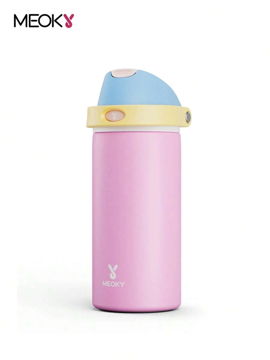 Meoky 18oz Vacuum Insulated Water Bottle with 2-in-1 Straw and Spout Lid, Insulated Cup, Keep Cold 24H, Leak-Proof, Fits in Car Cup Holder, Stainless Steel Tumbler for Sports, Travel, and School - 淺粉色 - 查看 1