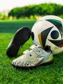 Children's Football Shoes, No Lacing, Magic Hook-And-Loop Fastening, Double Buckle, Hook And Loop Style, Studless, Wear-Resistant Rubber Sole, Training Shoes Suitable For Artificial Grass, Short Grass, And Natural Grass Fields. Size 25-33 For Children Under 12 Years Old - Gold - View 9