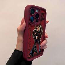 Funda para teléfono  Rock Angelz, compatible con fundas ,  17,  16 Pro Max,  15 Pro Max,  13 y  12. Fabricada en TPU, engrosada, finamente perforada, simple, resistente a caídas y engrosada. Un regalo perfecto para familiares, amigos, seres queridos, novios/novias, y para festividades y aniversarios. - Burdeos - Ver 4