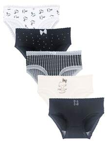 5 chiếc quần lót in hình mèo dễ thương, bộ đồ lót ngọt ngào giá cả phải chăng dành cho phụ nữ trẻ. - Nhiều màu - Xem 1