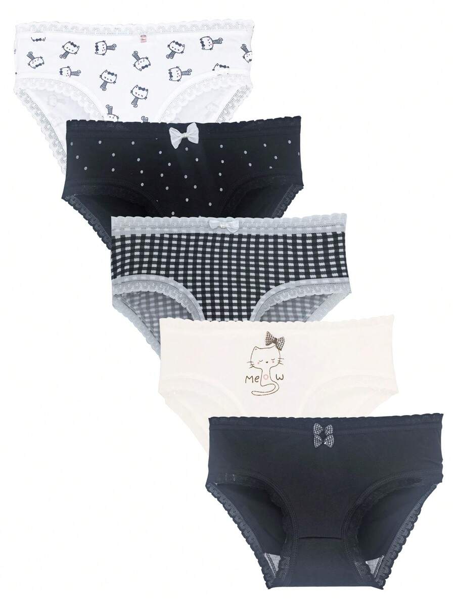5 chiếc quần lót in hình mèo dễ thương, bộ đồ lót ngọt ngào giá cả phải chăng dành cho phụ nữ trẻ. - Nhiều màu - Xem 1