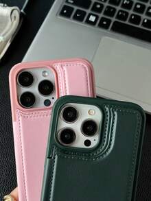 奢华仿皮钱包式手机壳，带卡槽和支架，兼容 17 Pro Max、6 Pro、15、14、13、12，翻盖钱包式设计，防震保护套 - 淺棕色 - 查看 10