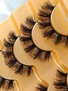 7片D型卷翘蓬松假睫毛，5D猫眼睫毛，自然柔软，逼真俄式风格，可重复使用仿貂毛睫毛，适合日常妆容和派对妆容，单片睫毛簇 - 交叉款 - 查看 7