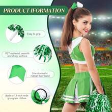 3 Pcs Cheerleading Pom Poms And Large Cheerleader Hair Bow Foil Pompoms Cheer For Team Cheering Squad Dance Rooters Accories - Metallic - View 4
