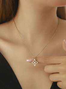 1pc Women's Sparkling Refreshing Star Necklace, Elegant Design, Suitable For Daily Wear, Dating, Gifting, Dining - Multicolor - View 6