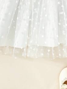 Summer Young Girl Elegant Sweet Lady Style Waist Flower Lace Mesh Dress - White - View 6