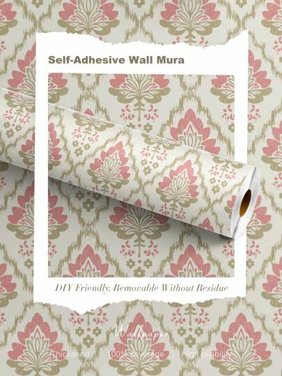 BVL 1 Roll 0.24mm Thick 1m/3m/5m Retro Diamond Flower Leaf Geometry Peelable And Self-Adhesive Contact Paper Vinyl Wallpaper DIY Home Decoration Room Background Bedroom Kitchen Living Room Bathroom Cabinet Furniture Renovation Cover Paper