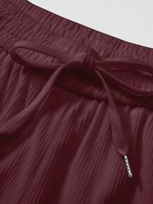 Men's Corduroy Lightweight Casual Trousers For Spring And Summer, Comfortable To Wear, With Drawstring And Pockets, Machine Washable. - 酒紅色 - 查看 2