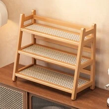 3-Tier Wooden Storage Shelf, Bamboo Ladder Rack, Kitchen Seasoning Organizer & Office Desktop Organizer, Ideal For Pantry Storage & Small-To-Medium Item Organization - B - View 7