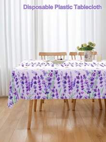 1pc Lavender Disposable Tablecloth - 137x183cm Spring PE Rectangle Table Cover, Suitable For Weddings, Parties, Birthday, Bridal Shower, Graduation, Baptism, Banquets, Spring Summer Party Table Cloth, Home Decorations, Kitchen Accessories - Multicolor - View 11