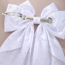 1 chiếc kẹp tóc nơ đính đá trắng tối giản, thanh lịch dành cho nữ, thích hợp sử dụng hàng ngày, dự đám cưới, tiệc tùng, lễ hội, trang trí Ramadan. - trắng - Xem 5