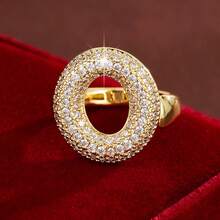 1pc English Letter Design Cubic Zirconia Inlaid Adjustable Open Ring For Women - Multicolor - View 43