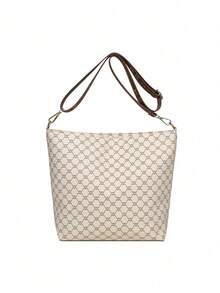 时尚百搭大容量印花优雅女士单肩包 - 白色 - 查看 5