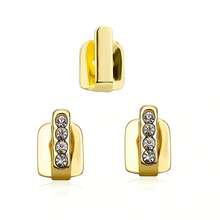 1 Set Of 3pcs/5pcs Smooth Vertical Stripe Rhinestone Metal Shiny Hip Hop Tooth Grillz, Unisex Fashion Party Clubbing Accessories - Multicolor - View 12