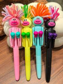 1pc Cute Cartoon Stress Relief Pen, Interactive Squeeze Ball Pen, Suitable For Students, Writing And Learning - Decompression Punching Pen - View 8