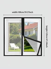 Anti-Mosquito Black Window Screen, Zipper Mesh, Hook And Loop Fastener, Insect Fly Bug Protector, Washable Net - Black - View 2
