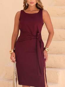 Dress With A Sophisticated Drape And A Front Knot. - Fig - View 4