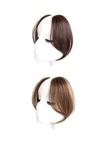 4/2pcs Fringe Wig Pieces, High-Temperature Resistant 10-Inch Double-Hair Clips For Sideburns, Air-Style Side Profile Fringe Backing Stickers, Natural "Double-Hair" Clips Like Silk, Wig Fringes, Women's Wigs, Styling Tools - Multicolor - View 8