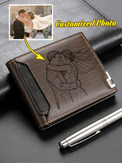 1 pezzo Portafoglio personalizzato con foto per uomo, regalo per la Festa del Papà/Festa della Mamma, regalo per nonno/marito/fidanzato, portafoglio da uomo personalizzato, regalo per padre/nonno/marito/fidanzato, portafoglio da uomo personalizzato, regalo di compleanno per papà, regalo personalizzato per la Festa del Papà