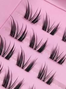 60 Pcs C Curl Lash Clusters Fox Eye Look Fluffy Clear Band DIY Lash Extension Cluster Lashes Natural Look Eyelash Clusters Cat Eye Lashes Clusters Wispy Lash Clusters, Eyelash Clusters, Individual Eyelashes, Lashes, Fake Lashes - C - View 4