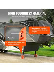 Trailer Jack Block, 2000 Lbs Capacity Per RV Leveling Block, High-Quality Polypropylene RV Camper Stabilizer Blocks, RV Travel Accessories Use For Any Tongue Jack, Post, Foot, 5th Wheels, 2-Pack - Orange - View 6