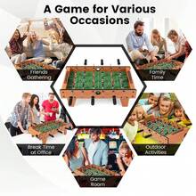 COSTWAY Wooden Table Football Set With Footballs For Adults And Kids, Natural - Apricot - View 9