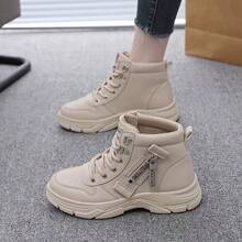 2026 Women's Casual Comfortable Warm Thick Sole High-Top Sneakers - Khaki - View 4