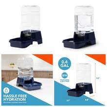 Automatic Pet Water Dispenser For Small Dogs And Cats, 0.4 Gallon  Gravity-Fed Waterer Bowl, Navy Blue - 1 - 查看 1