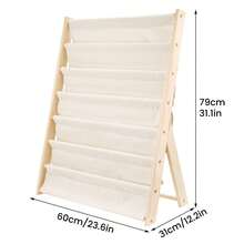 7 Tier Fabric Bookshelf With Deep Pockets Wood Frame Standing Book Rack Space Saving Display Storage For Books Magazines Albums Home And Office Organiser - 75*31*79CM - View 10