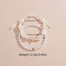 2pcs Bohemian Style Summer Fashion Shell & Faux Pearl Beaded Anklet, Suitable For Daily Commute, Beach, And Vacation Wear - Multicolor - View 4