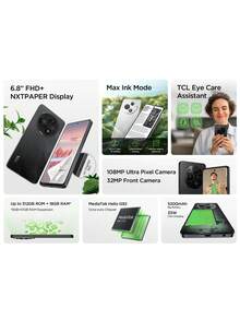 TCL 60 NXTPAPER 4G 全球版智能手机，6.8 英寸 FHD+ NXTPAPER 显示屏，1000 万像素后置摄像头，3200 万像素前置摄像头，联发科 Helio G92 处理器，5200mAh 电池，33W 快充，最高支持 E-Ink 模式 - 白色 - 查看 2