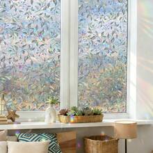 1/6片装水仙花图案彩色玻璃贴纸，静电吸附，呈现彩虹效果，隐私保护贴纸，适用于家居、厨房、卧室、浴室装饰，春日田园风格艺术 - 彩色 - 查看 7