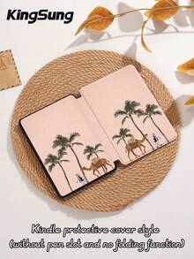 Kingsung Capa protetora para tablet com estampa de tamareiras e camelos, inspirada no Oriente Médio. Compatível com iPad Pro 11 de 9,7/10,2/10,5/10,9/12,9 polegadas e iPad de 11 polegadas (10ª geração), Galaxy Tab S6 Lite de 10,4 polegadas, Kindle Paperwhite de 12ª geração (2024) e Kindle de 11ª geração (2022). Possui design macio e resistente a quedas, além de funções de suporte inteligente, ativação e desativação automática da tela. - Multicolorido - Ver 9