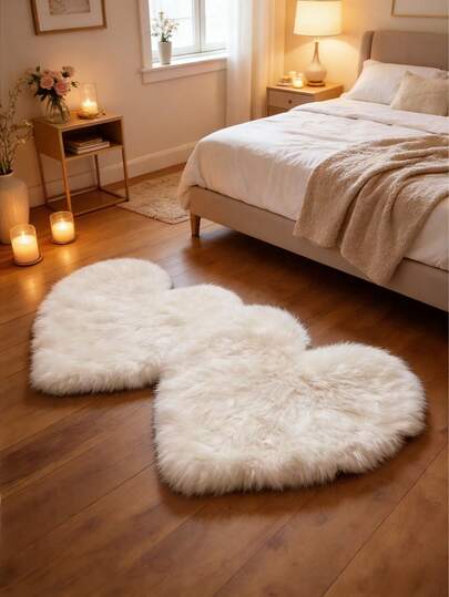 1pc White Heart Decor Carpet, Heart Shaped Valentine's Day Gift, Decoration, 3pcs Pink Heart Bedroom Decor Small Rug, Carpet, Home Decor, Living Room Carpet, Bedroom Carpet, Outdoor Carpet, Washable