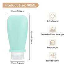 Set de 3 botellas de viaje de 90ml, contenedores de viaje rellenables a prueba de fugas de silicona aptos para champú líquido, jabón y cosméticos - A - Ver 10