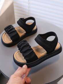 1 Pair Summer Casual Sandals, Made Of Quality Materials, With Edging Design, Soft And Lightweight Sole, Specially Suitable For Toddlers Learning To Walk, Outdoor Play, Versatile Occasions - Black - View 4
