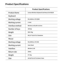 Lenovo Combo de teclado y mouse inalámbrico 2.4G, 105 teclas, diseño delgado, minimalista y elegante, adecuado para oficina, hogar, laptop, tableta - Blanco - Ver 7