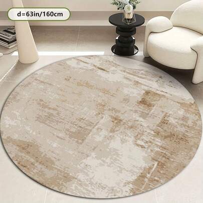 1pc Italian Minimalist Cream Colored Round Rug, Abstract Splatter Textured Large Mat, Suitable For Modern Living Room, Stain-Resistant Entryway Carpet, Applicable For Home, Farmhouse, Bar, Club Decor - Creative Art Design - Decorative Rug, Bedroom Decor, Carpet, Home Decor, Living Room Rug, Bedroom Rug, Living Room Home Decor, Outdoor Rug, Washable Carpet