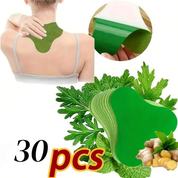 30 parches de cuello de moxa, extraídos de la esencia de moxa, adecuados para articulaciones de rodilla, espalda, cuello, hombros, ideal para trabajadores de oficina