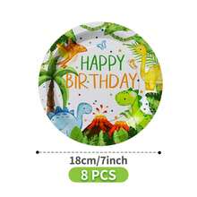 Bộ đồ dùng tiệc dùng một lần hình khủng long hoạt hình, gồm đĩa, khăn ăn và cốc - Phù hợp cho 8 khách, đĩa giấy dùng một lần cho tiệc sinh nhật, đám cưới, tiệc theo chủ đề, dã ngoại gia đình. - Nhiều màu - Xem 10